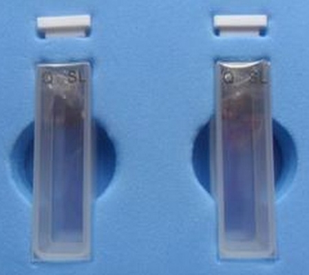 lab using transparent quartz glass cuvette with lids with standard volume