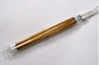 high quality gold plating  heating element twin quartz tubes , half gold coated quartz heating lamp